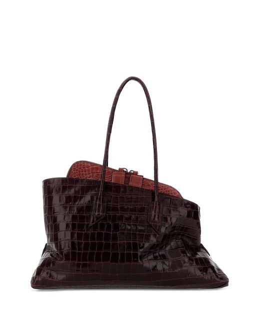 The Attico Red Burgundy Leather Medium La Passeggiata Shoulder Bag