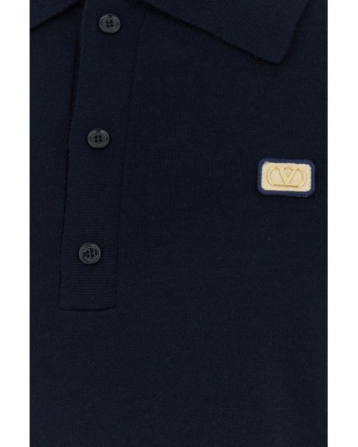 Valentino Garavani Midnight Blue Wool Polo Shirt for men