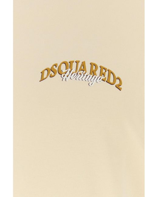T-shirt in cotone beige di DSquared² in White da Uomo