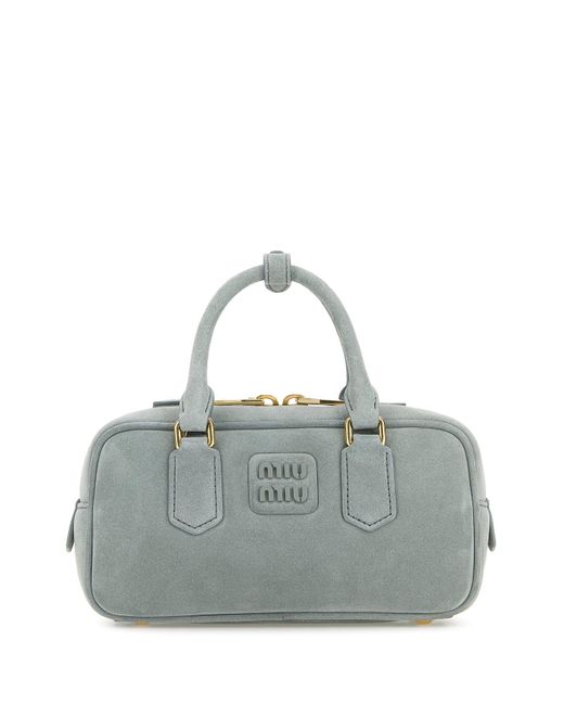 Borsa a mano Arcadie in pelle scamosciata carta da zucchero di Miu Miu in Gray