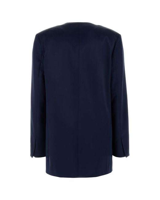 Alberta Ferretti Navy Blue Satin Blazer