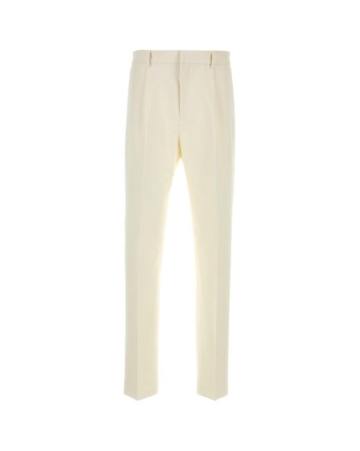 Ferragamo Natural Flat Front Pants for men
