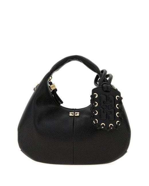 Ganni Black Leather Mini Handbag