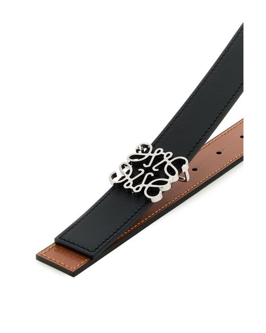 Cintura reversibile in pelle nera di Loewe in White