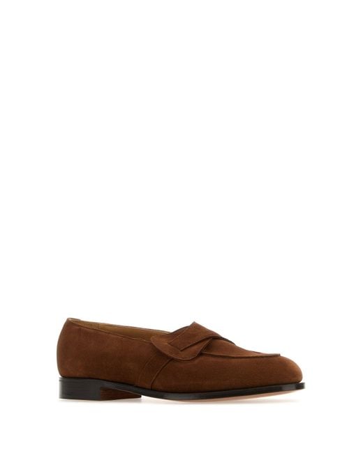 Edward Green Brown Suede Lulworth Loafers for men