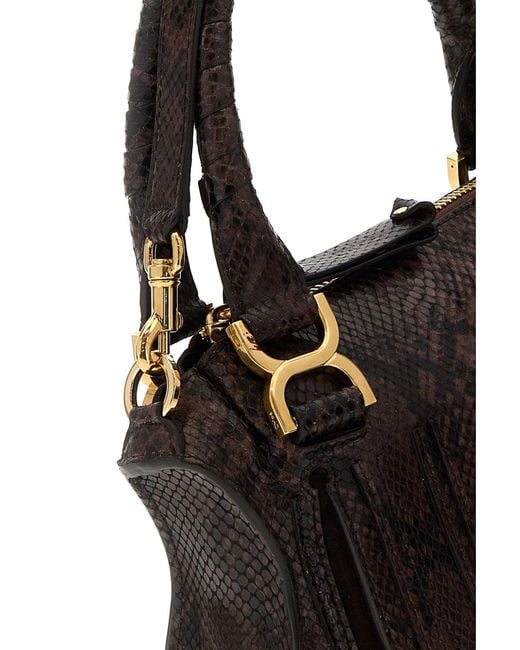 Chloé Black Printed Leather Small Marcie Shoulder Bag