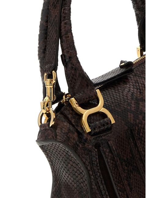Chloé Black Printed Leather Small Marcie Shoulder Bag