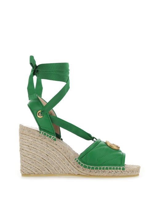 Gucci Green Leather Wedges