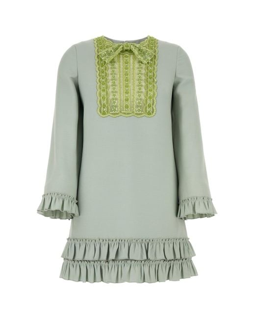 Valentino Garavani Mint Green Wool Blend Mini Dress