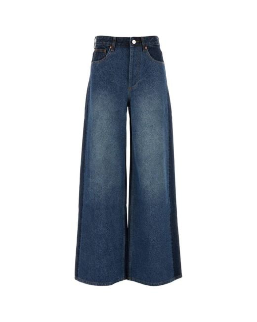 Camilla & Marc Blue Two-tone Denim Palma Wide-leg Jeans