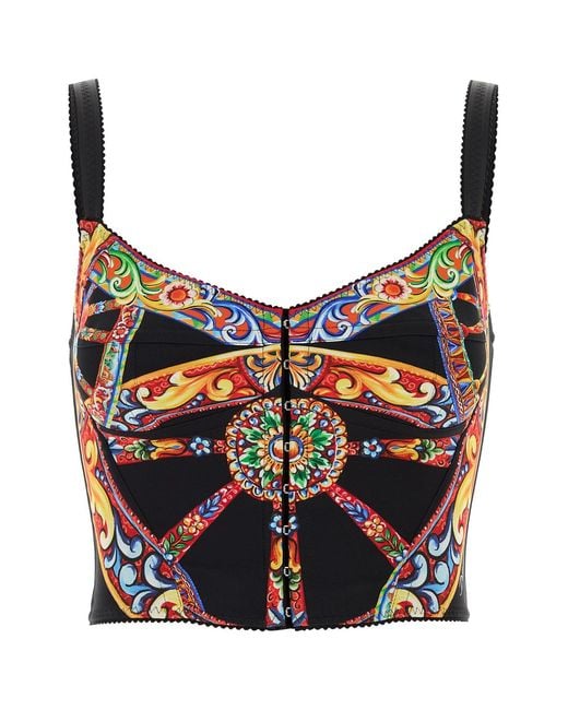 Dolce & Gabbana Blue Printed Charmeuse Top