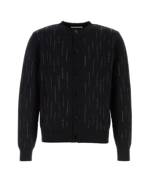 Cardigan in lana nera di Ernest W. Baker in Black da Uomo