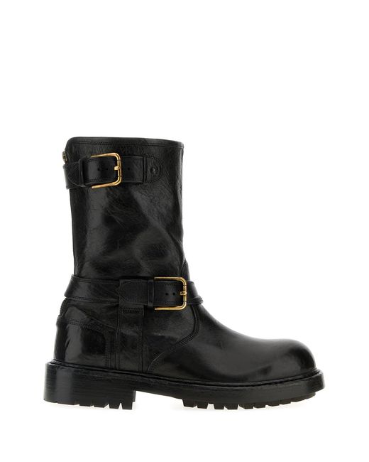Dolce & Gabbana Black Leather Bernini Boots for men
