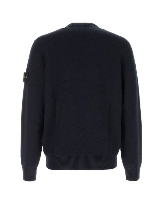 Stone Island Midnight Blue Wool Sweater for men