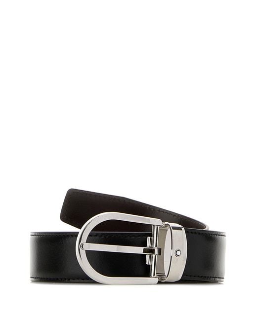 Montblanc Black Leather Reversible Belt for men