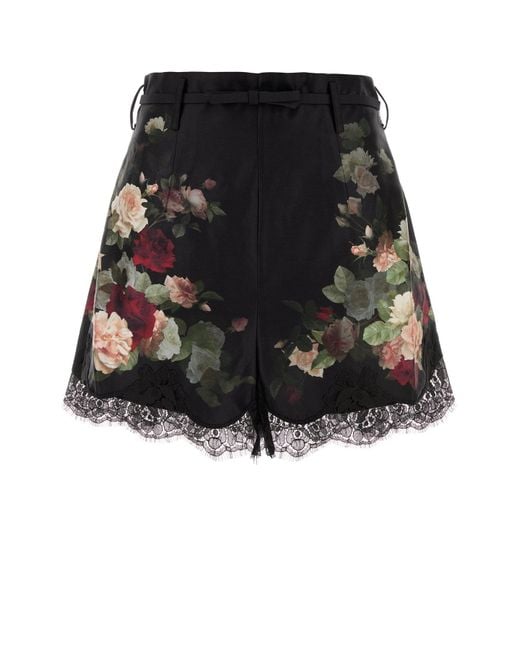 Shorts Hypnotic in misto seta stampata di Zimmermann in Black