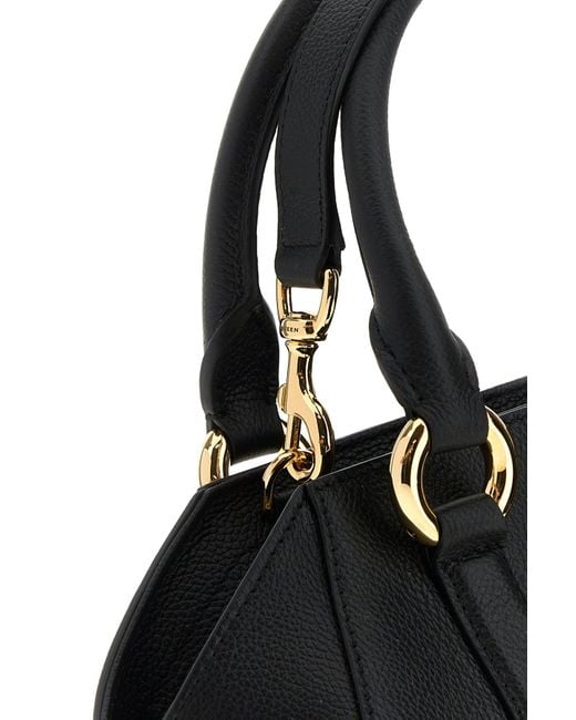 Borsa a mano Farringdon piccola in pelle nera di Alexander McQueen in Black
