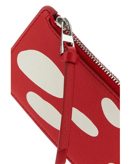 Loewe Red Coin Printed Full-grain Leather Zip-around Cardholder for men