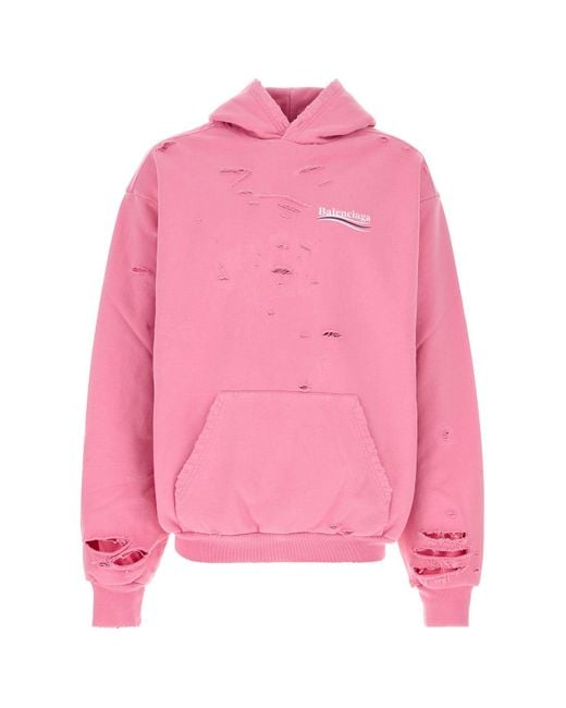 Felpa oversize in cotone rosa di Balenciaga in Pink