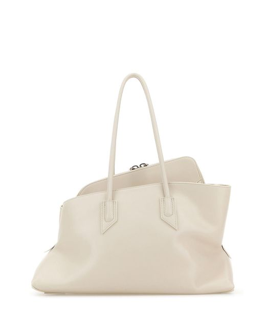The Attico Natural Ivory Leather Medium La Passeggiata Shoulder Bag
