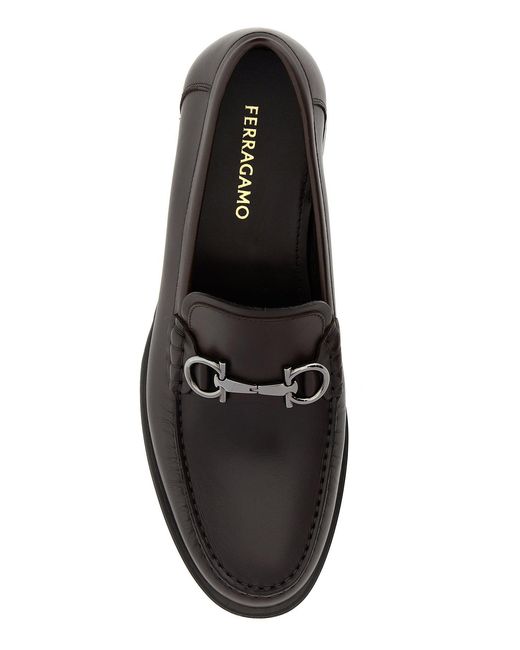 Ferragamo Black Leather Loafers for men