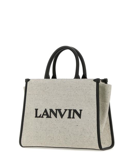 Borsa shopping In & Out piccola in tela bicolor di Lanvin in Gray