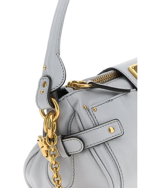 Chloé Metallic Powder Blue Leather Paddington Shoulder Bag