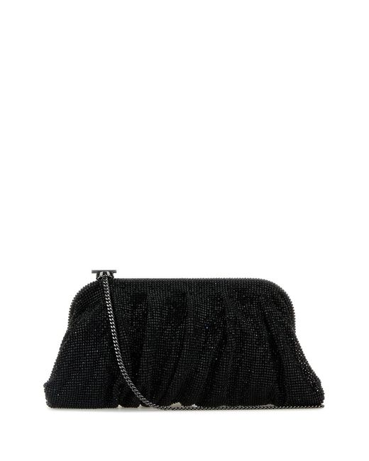 Benedetta Bruzziches Black Rhinestones Knit Venus La Grande Clutch