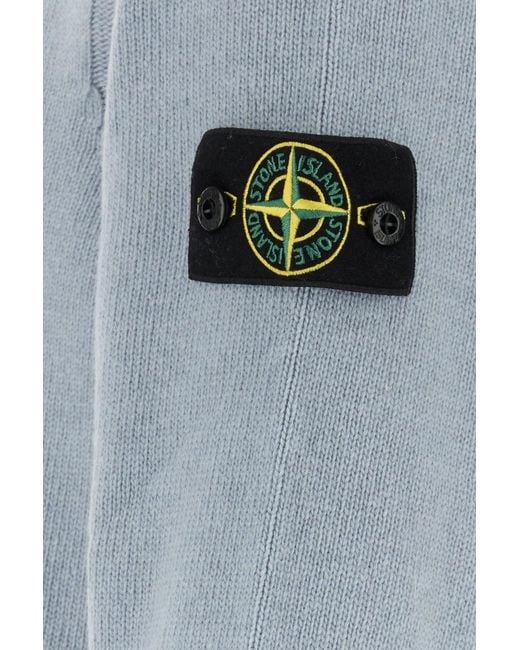 Stone Island Light Blue Wool Blend Sweater for men