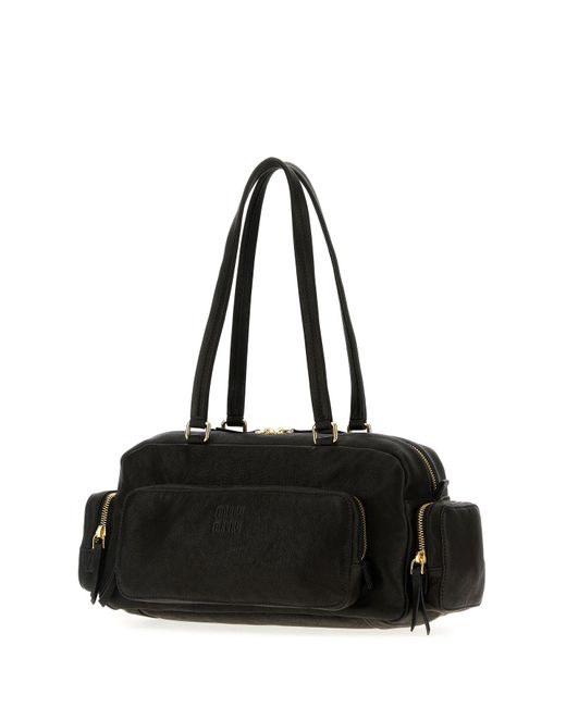 Borsa a spalla in pelle nera di Miu Miu in Black