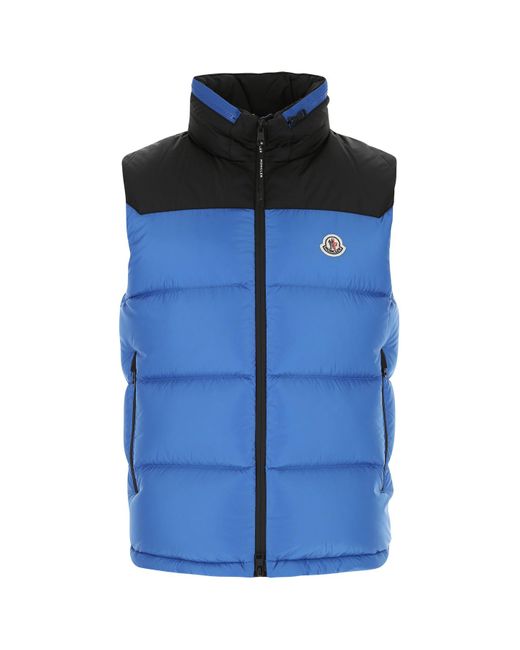 Moncler Two-tone Nylon Ophrys Sleeveless Down Jacket in Blue for Men | Lyst