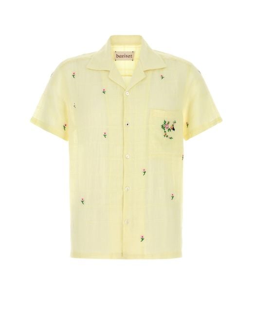 BAZISZT Yellow Cotton Shirt for men