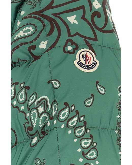 Moncler Green Printed Polyester Reversible Chalvron Down Jacket for men