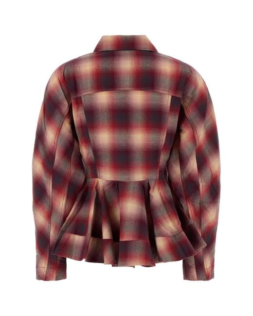 Ganni Brown Embroidered Flannel Shirt