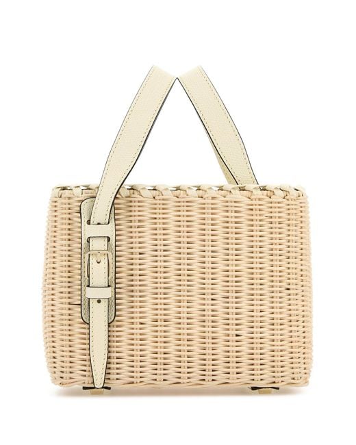 Valextra Natural Beige Wicker Bucket Bag