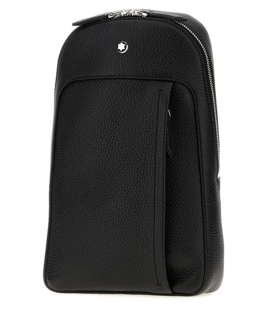 Montblanc Black Leather Crossbody Bag for men