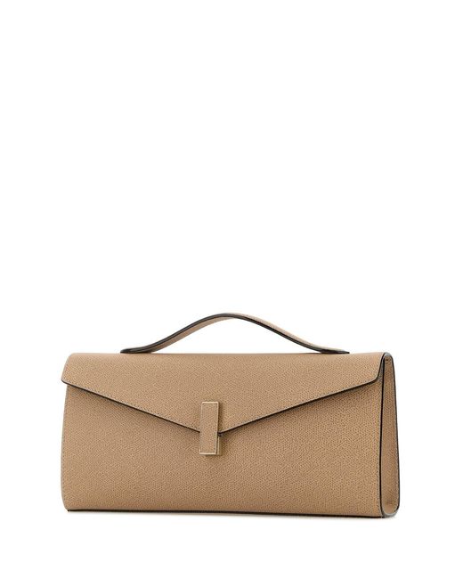 Valextra Brown Beige Leather Iside Handbag