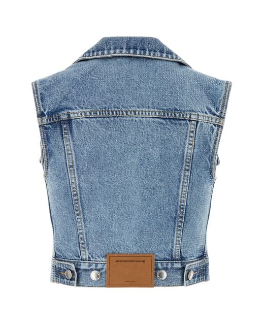 【関税&送料込】Alexander Wang Embellished Denim Vest Alexander Wang Embellished Denim Vest in Blue | Lyst
