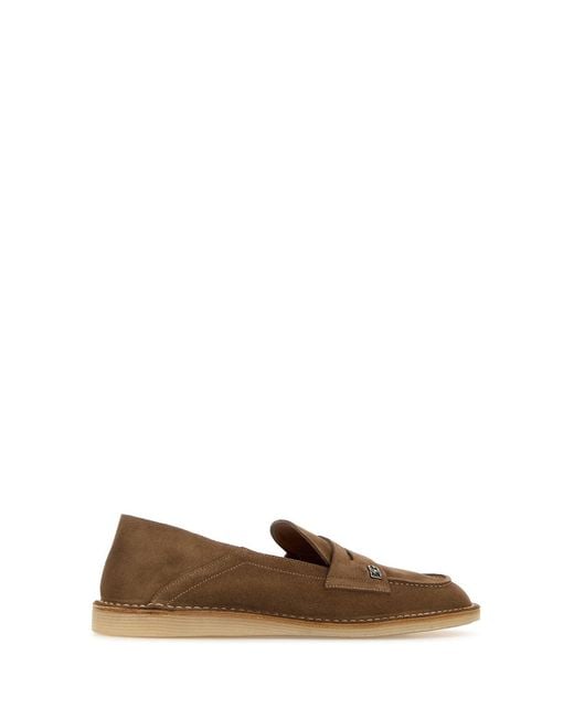 Dolce & Gabbana Brown Suede Loafers for men