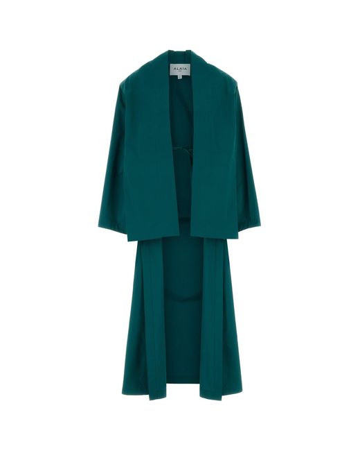 Alaïa Green Petrol Blue Poplin Over Coat