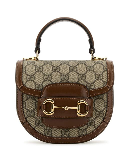 Gucci Brown Gg Supreme Fabric Mini Horsebit 1955 Handbag