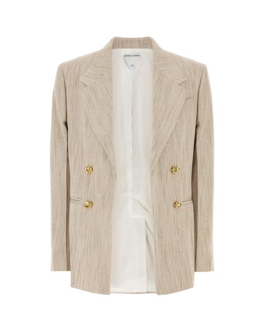 Giacca in misto viscosa sabbia melangè di Bottega Veneta in White