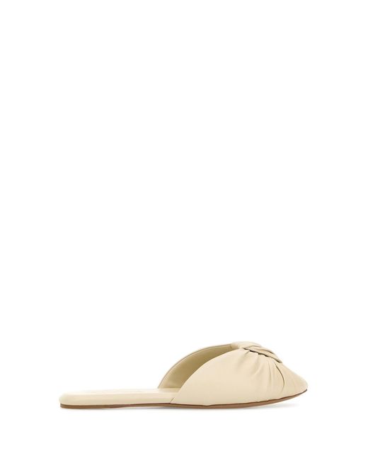 Chloé White Ivory Leather Suzie Slippers
