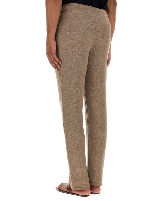 Etro Brown Printed Jersey joggers for men