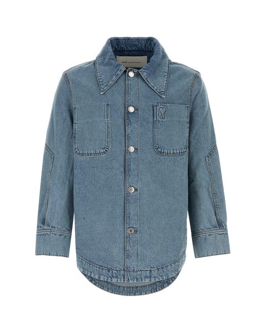 AMI Blue Relaxed Overshirt for men
