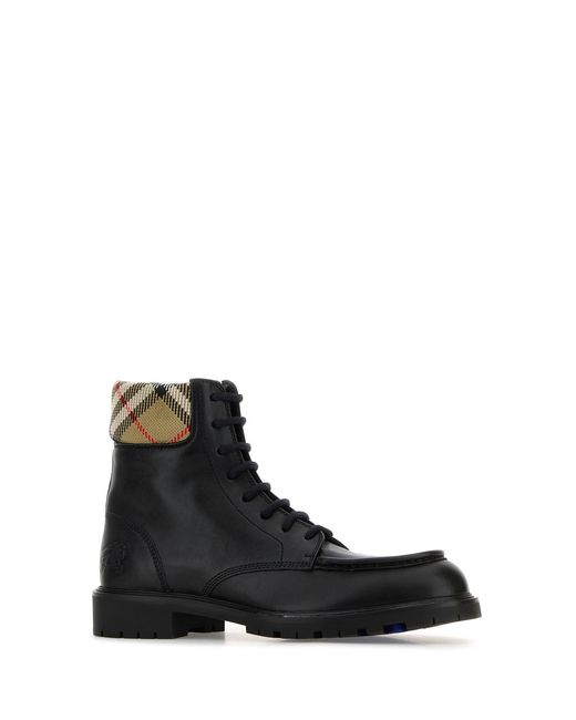 Burberry Black Leather Ankle Boots for men