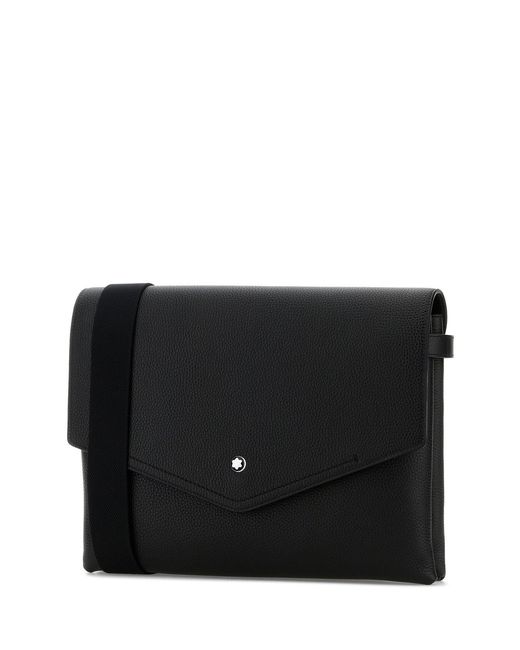 Montblanc Black Leather Companion Crossbody Bag for men
