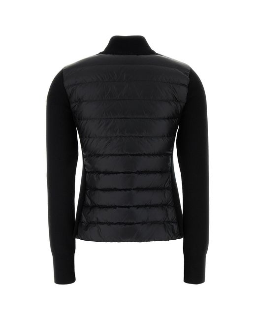 Moncler Black Nylon And Wool Cardigan