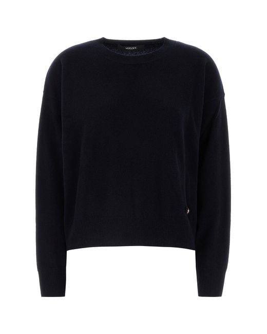 Versace Midnight Blue Stretch Wool Blend Sweater