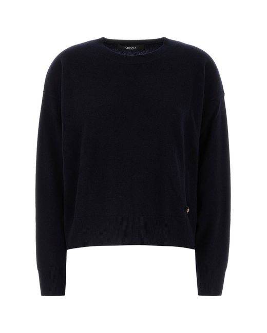 Versace Midnight Blue Stretch Wool Blend Sweater
